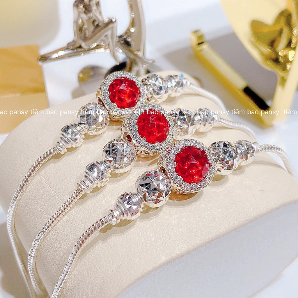 Vòng lắc bạc nữ mix charm cao cấp PANSY - Lắc tay nữ bằng bạc ta thật sang chảnh