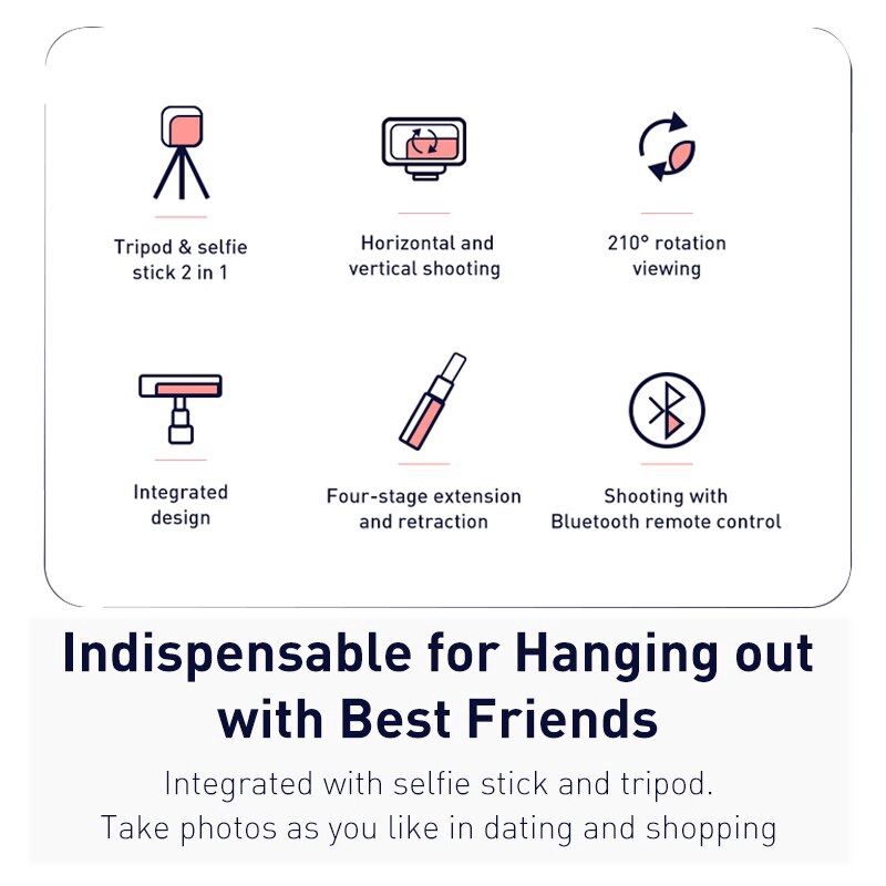 Gậy selfie bluetooth Baseus mini cho điện thoại di động iPhone 11 Xs Xr 8X8 Xiaomi Huawei Samsung | BigBuy360 - bigbuy360.vn