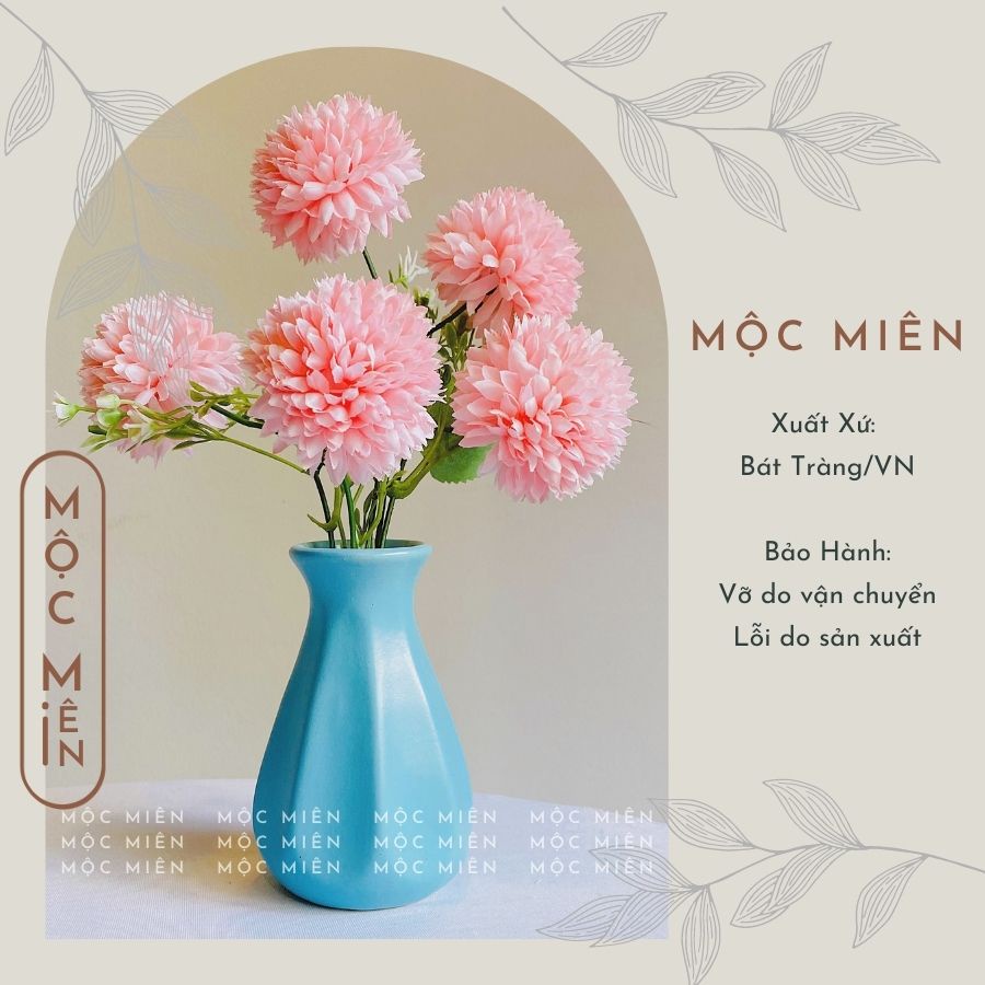 Lọ hoa mini decor màu Pastel Xanh Mint, Xanh Dương, Xanh Ngọc, gommocmien bình gốm sứ Bát Tràng