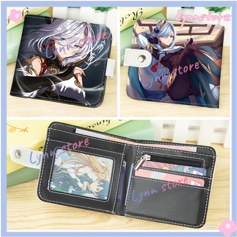 Ví Da PU Ngắn Đựng Thẻ Và Tiền Xu In Hình Game Genshin Impact Hutao