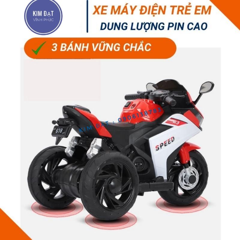 Xe máy điện cho bé r3 618 kiểu dáng thể thao . xe máy phân phối lớn