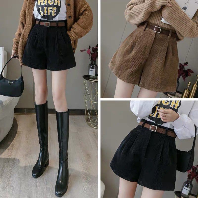 Quần short ống rộng nhung tăm kèm best cho Nữ