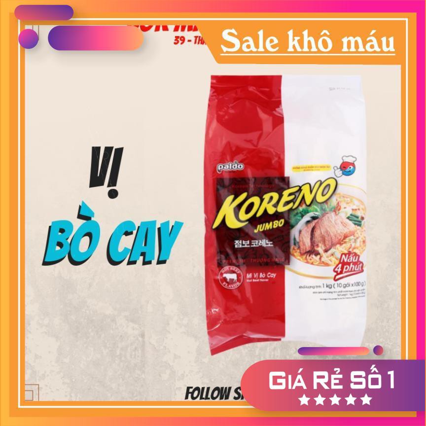 MÌ KORENO JUMBO HÀN QUỐC 1KG GÀ - TÔM - BÒ CAY - KIM CHI