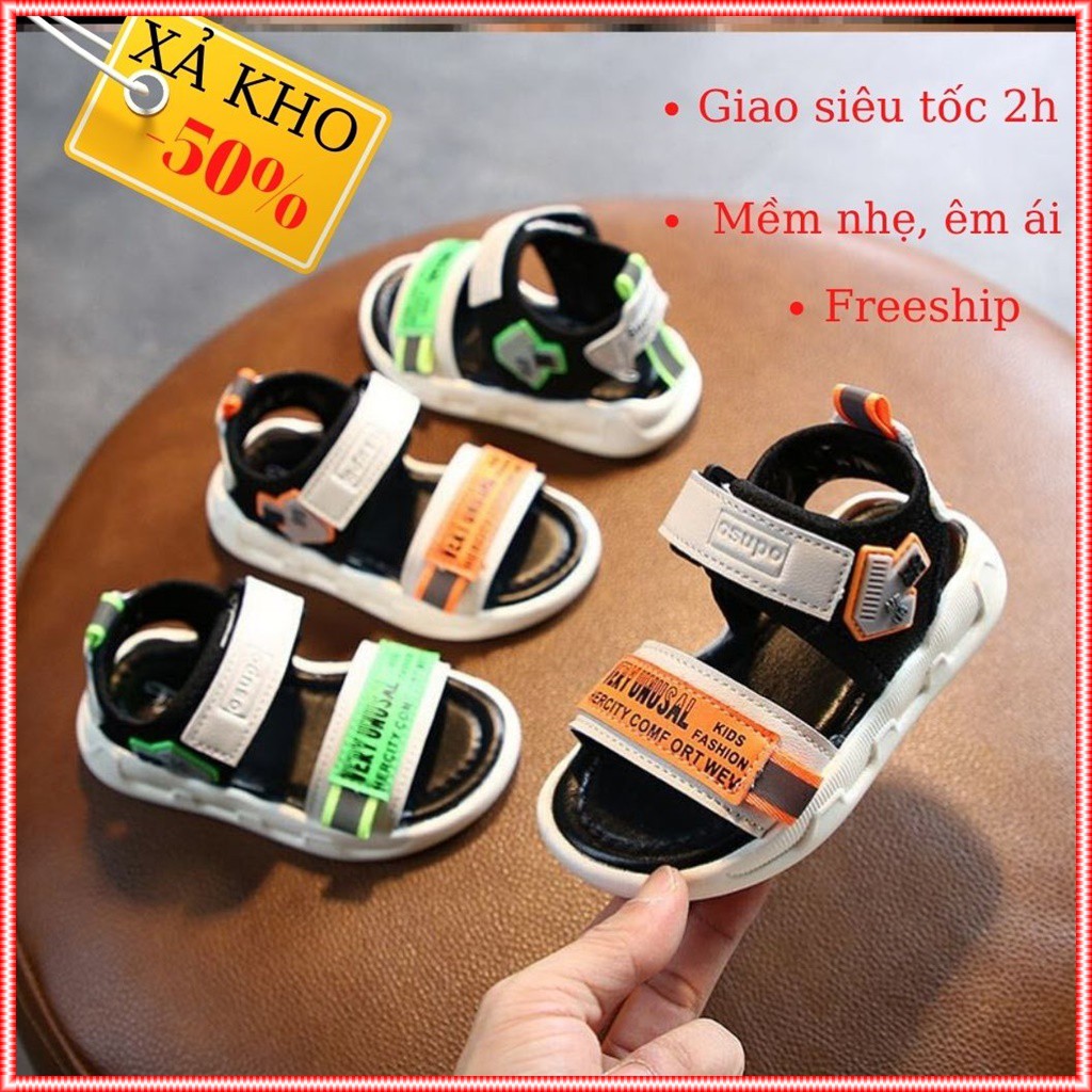 Sandal bé trai 2 - 12 tuổi quai hậu dép siêu nhẹ da mềm, đế êm chống trơn cao ấp  xả kho giá rẻ FREESHIP