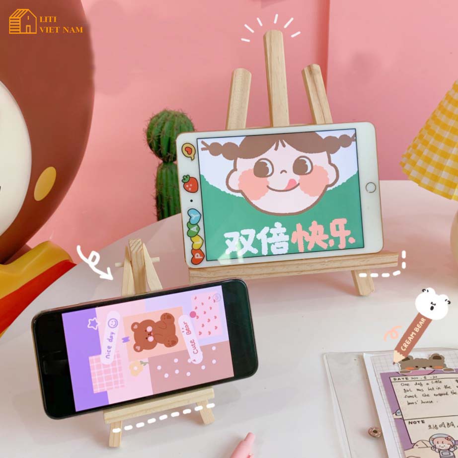 Giá đỡ sách, điện thoại, ipad bằng gỗ, giá đỡ khung ảnh phong cách Hàn Quốc - Decor trang trí