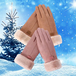 Găng tay da lộn lót lông 🎁Freeship🎁, cổ lông, dùng được điện thoại cảm ứng, hàng cao cấp. maimun_shop