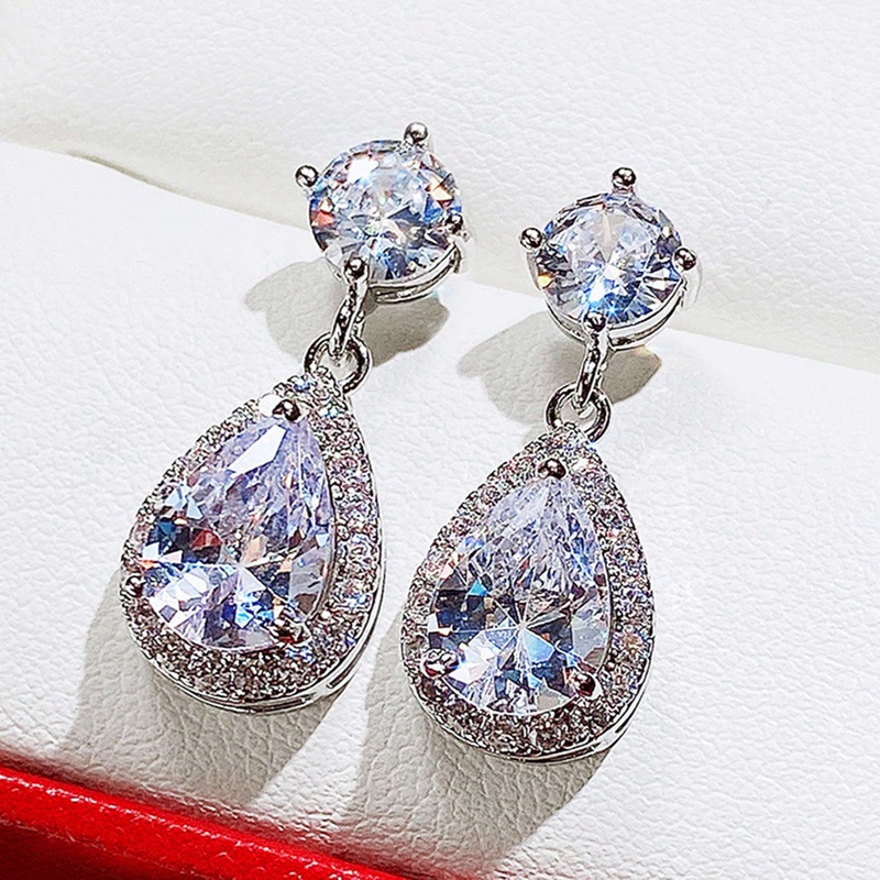 Khuyên Tai Hình Giọt Nước Đính Đá Sang Trọng Cho Nữ