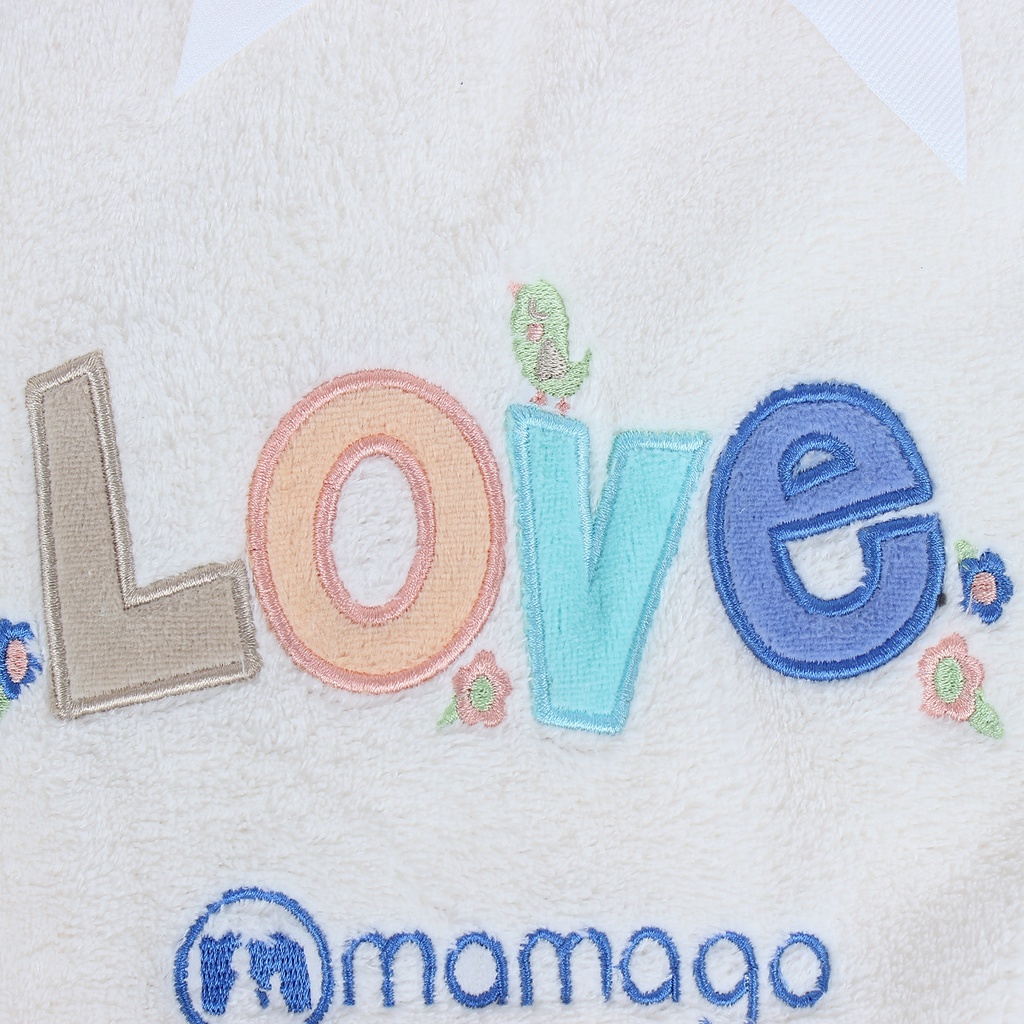 Chăn bông Mamago thêu chữ LOVE MM04 màu trắng sữa