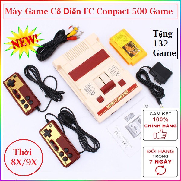 Máy chơi game 4 nút FC Compact 632 trò tích hợp (FULL BOX NEW) Thời Xưa 8X, 9X Contra, Super Mario, Xe Tăng