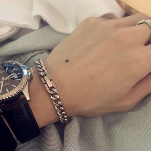 Vòng Tay Nam Lắc Tay Nam Xích Bản To Chốt Then Thép Titan Không Gỉ B20