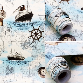 1 mét giấy dán tường Thuyền buồm khổ 45cm sẵn keo