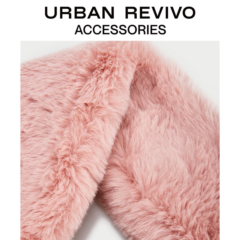 URBAN REVIVO Spring and Autumn Youth Women's Accessories Pure Color Plush Scarf