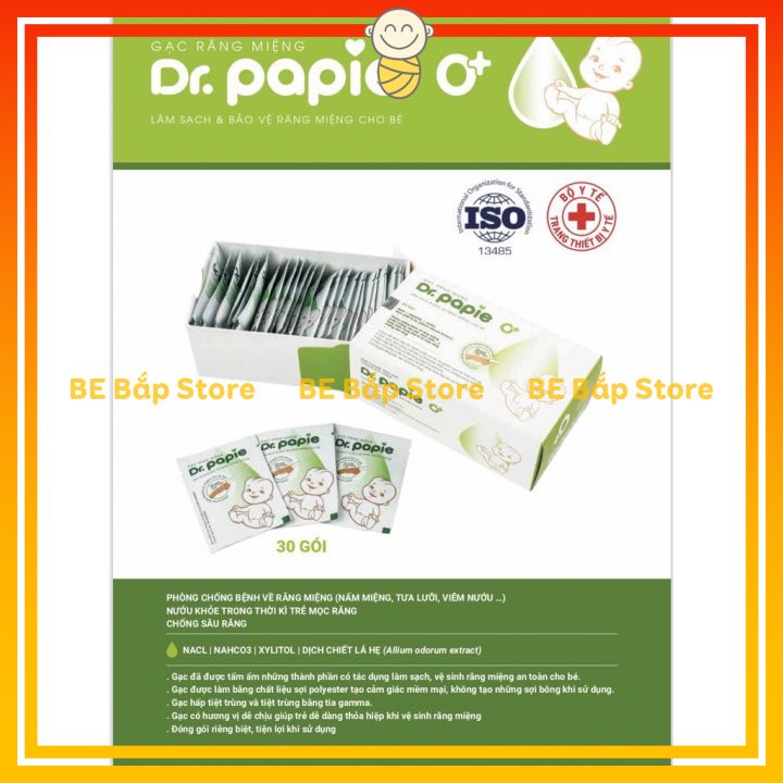 Gạc Rơ Lưỡi Dr Papie Vệ Sinh Răng Miệng Cho Bé (30 Gói)