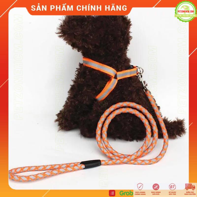 [Thanh Lý] Dây dắt phản quang cho chó  FREESHIP  bộ gồm dây dắt và yếm có phản quang | lấy màu ngẫu nhiên