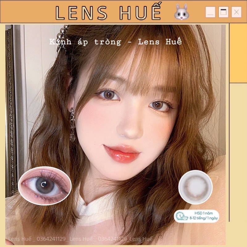 Lens Xám pha tím nhẹ có nhũ 0 độ - xám tone Tây nhẹ hợp make up - Lens Huế