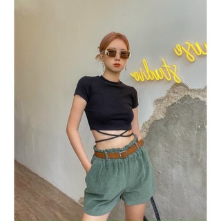 Áo Thun Croptop Nữ Đan Dây Eo Sexy