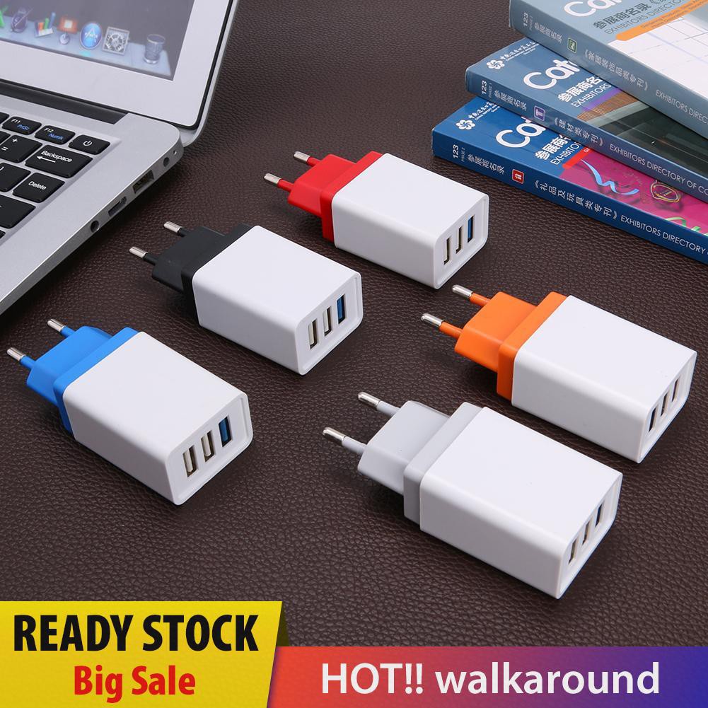 Walk Portable 3 Ports USB Travel Charger Quick Charging Charger EU Plug Adapter