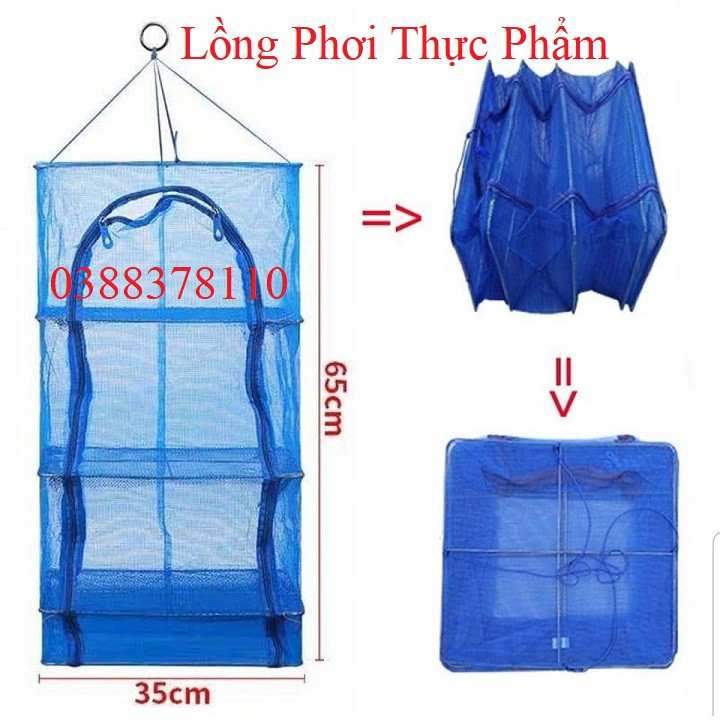 Lồng Phơi Thực Phẩm, Phơi Cá Khô Chống Ruồi Muỗi, Côn Trùng Bằng Lưới PE Dễ Dàng Vệ Sinh, Thu Gọn - LPTP 1