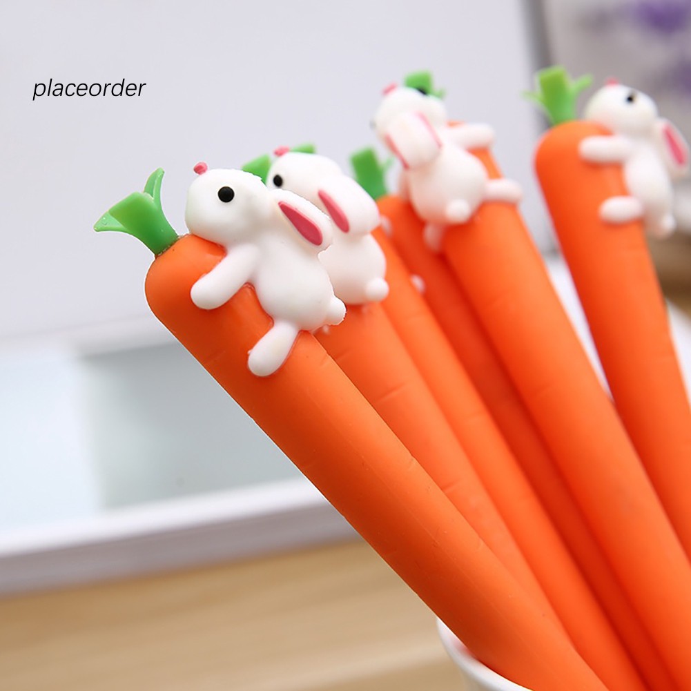 Cute Carrot Rabbit Silicone 0.5mm Black Ink Gel Pen Students Stationery Supplies