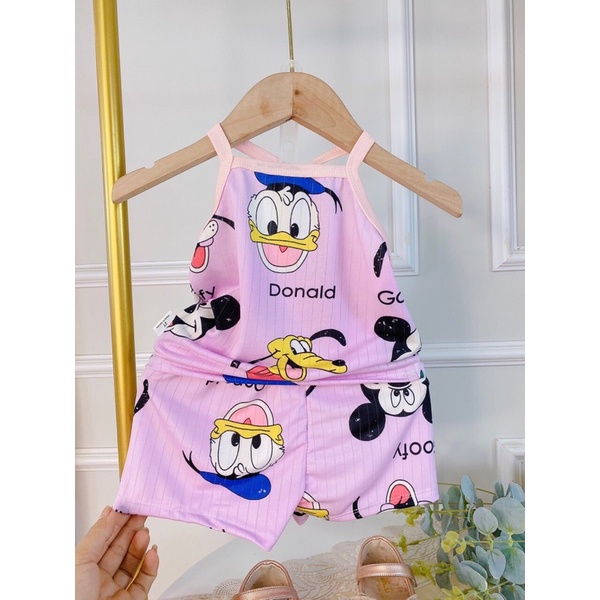 Bộ 2 dây cho bé, đồ bộ hai dây bé gái chất cotton thun lạnh QC Xu Xu Kids size từ 7 đến 20kg