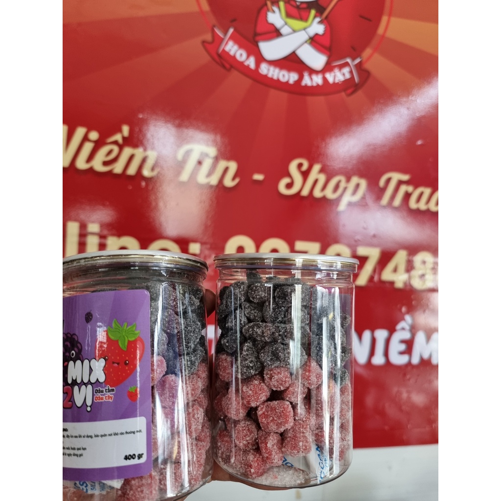 Kẹo dâu tây mix dâu tằm vị chua ngọt thơm ngon 500g - H FOODS