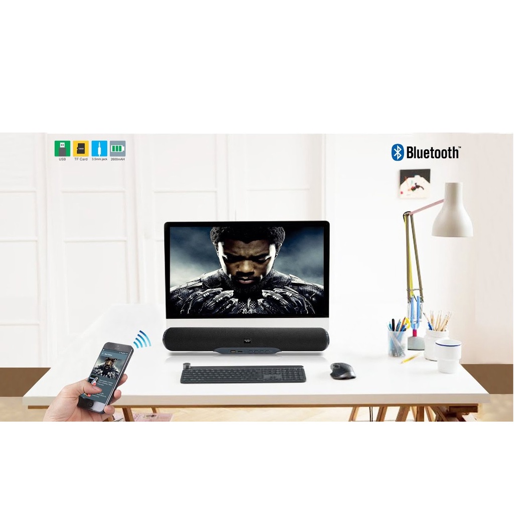 Loa Vi Tính SoundMax SB-204 2.0 12W  Bluetooth 5.0 - Hàng Chính Hãng