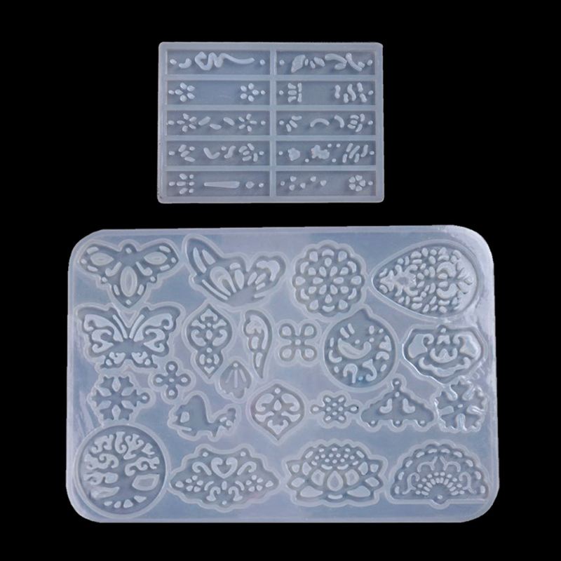 Bộ 2 Khuôn Làm Trang Sức Bông Tai / Trâm Cài Tóc Bằng Nhựa Resin Kiểu Cổ Điển