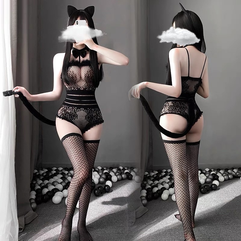 FM7447 Cosplay Bé Mèo Meo Dễ Thương - Bodysuit Gợi Cảm Nhiều Phụ Kiện Đi Kèm - Nội Y Hoá Trang Ngủ Mặc Nhà