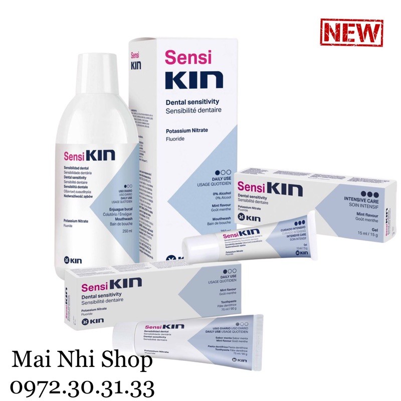 [Combo chống ê buốt] Nước súc miệng 250ml + Kem đánh răng 90g + Gel bôi 15g SENSI KIN