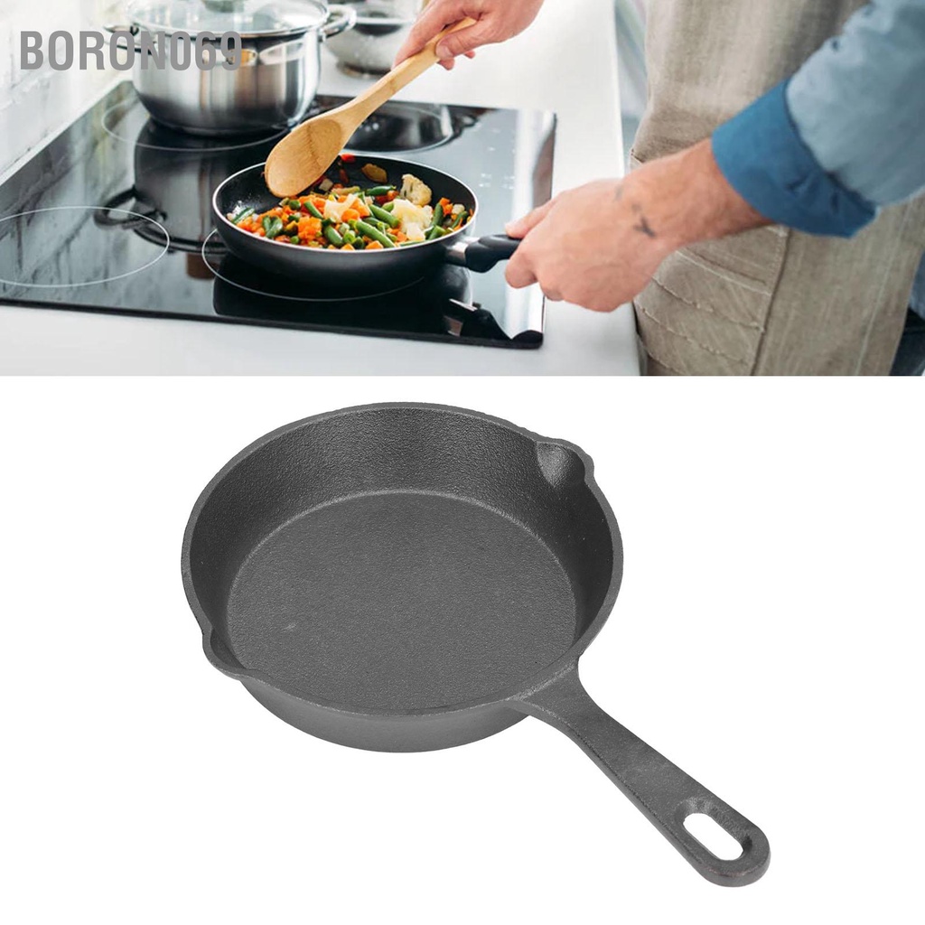 cái chảo Đường kính 14CM Chảo chiên mini bằng gang có đáy phẳng chống dính cho nhà bếp gia đình Boron069