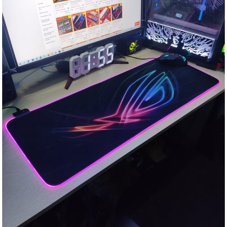 Mouse Pad, Bàn Di Chuột, Lót Di Chuột Led RGB ROG Version 2 Sáng Viền