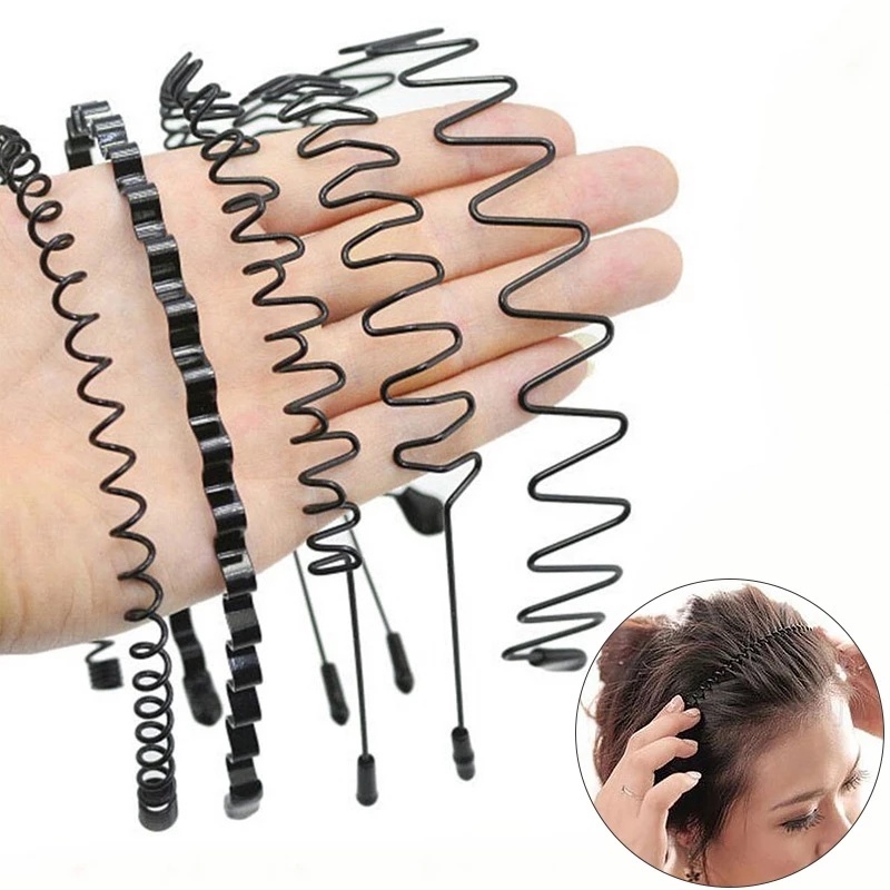Băng đô cài tóc bằng kim loại màu đen chống trượt đa năng