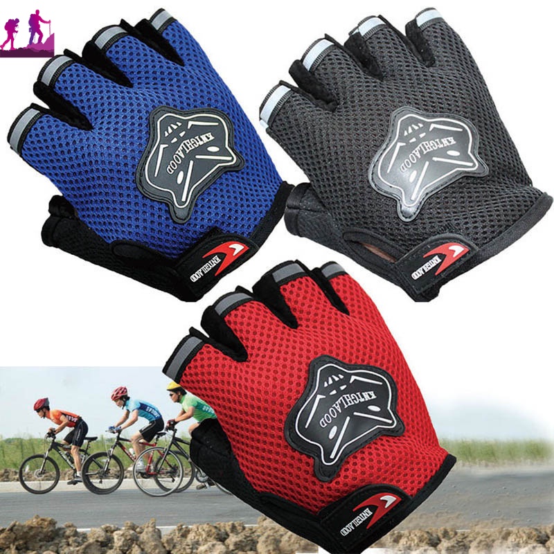 Găng Tay Lưới Thể Thao Hở Ngón Chống Trượt Thoáng Khí Cho Người Lớn Và Trẻ Em