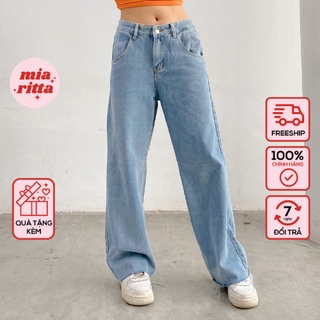 Quần Jeans cạp trễ chỉ nổi gấu cắt ống suôn highteen Mia Ritta j461