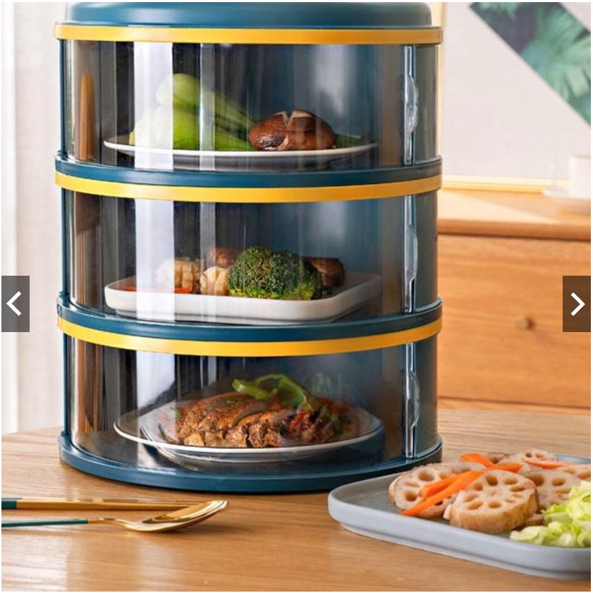 Lồng bàn 5 tầng gấp gọn cao cấp, lồng bàn nhựa xếp tầng bảo quản thực phẩm GG51
