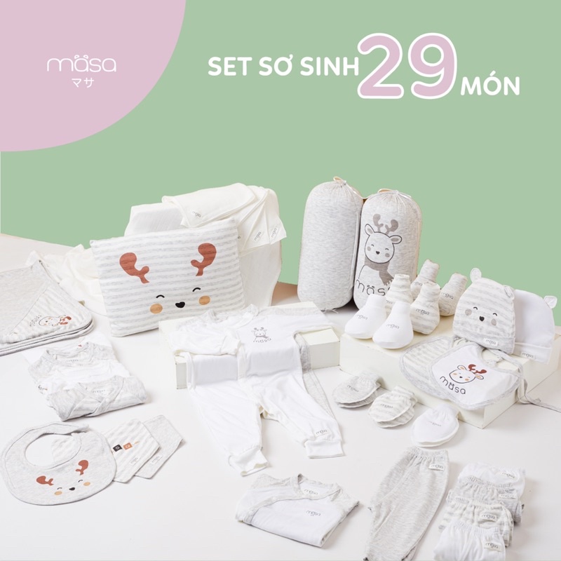 Set sơ sinh 29 món thiết yếu Masa ghi