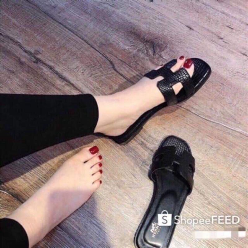 Dép lê H rắn , dép da sần thời trang nữ siêu bền đẹp