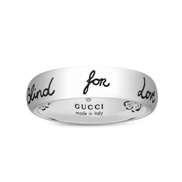 Nhẫn Gucci xi mạ bạc khắc chữ Blind for Love