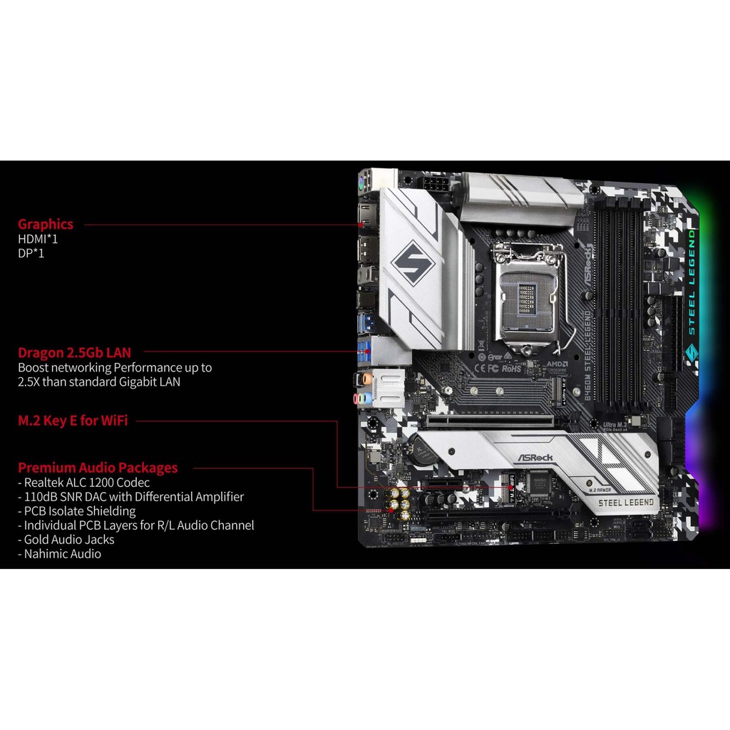 [Mã ELMS05 giảm 5% đơn 300k]Bảng mạch chính Asrock B460M STEEL LEGEND - Bảo hành chính hãng 36 Tháng | BigBuy360 - bigbuy360.vn