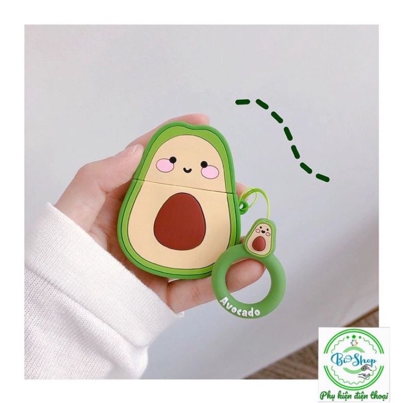 Vỏ ốp case bảo vệ bao đựng tai nghe không dây bluetooth airpod 1 2 3 Pro hình quả Bơ Avocado