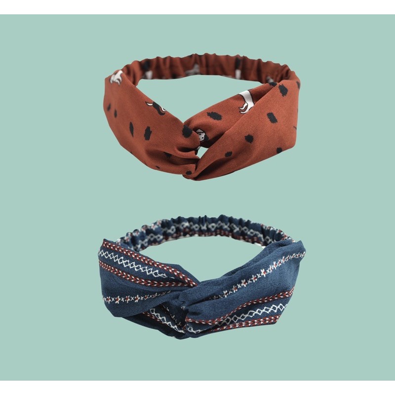 Băng đô hoạ tiết thổ cẩm bohochic xinh xắn vintage cô gái retro phụ kiện bờm kẹp tóc lenvintage