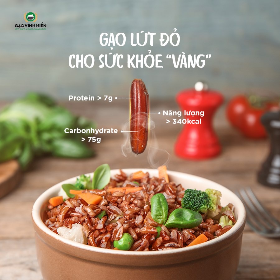 Gạo Lứt Đỏ Vinh Hiển / Dinh dưỡng, dẻo mềm, ngon dể nấu 1kg