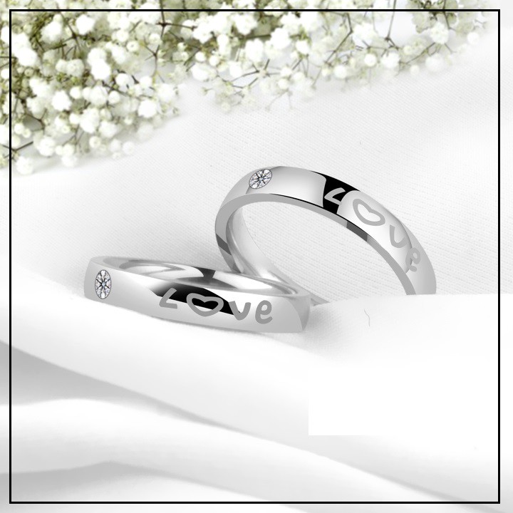 (1 Chiếc) NHẪN CẶP THỜI TRANG NAM NỮ INOX, NHẪN TÌNH NHÂN CHỮ LOVE