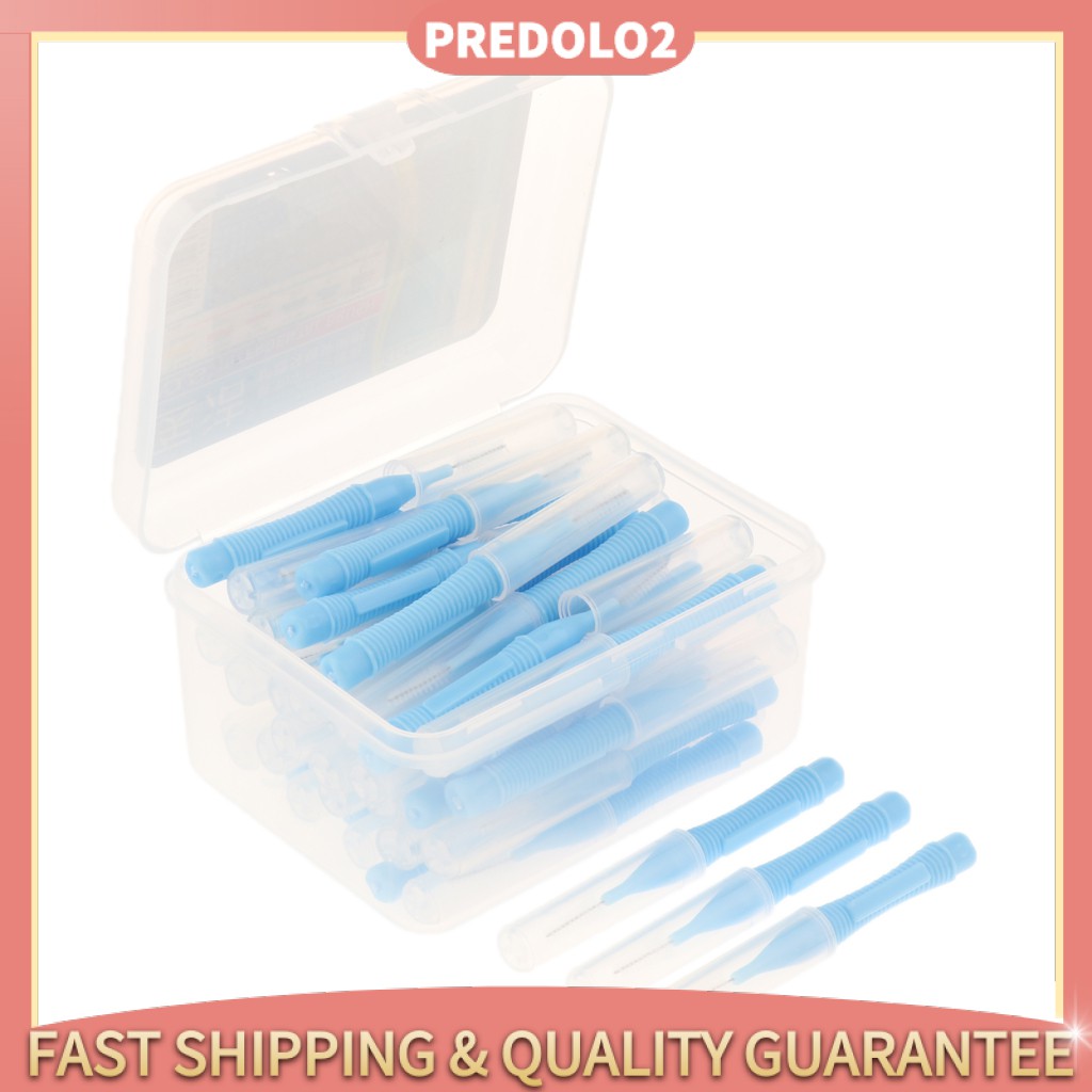 [Hàng mới về] Set 40 tăm xỉa răng làm sạch kẽ răng có nắp đậy màu vàng 0.4mm