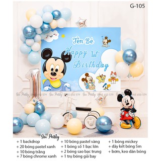 Set Bóng Sinh Nhật Bé Trai Mickey Xanh