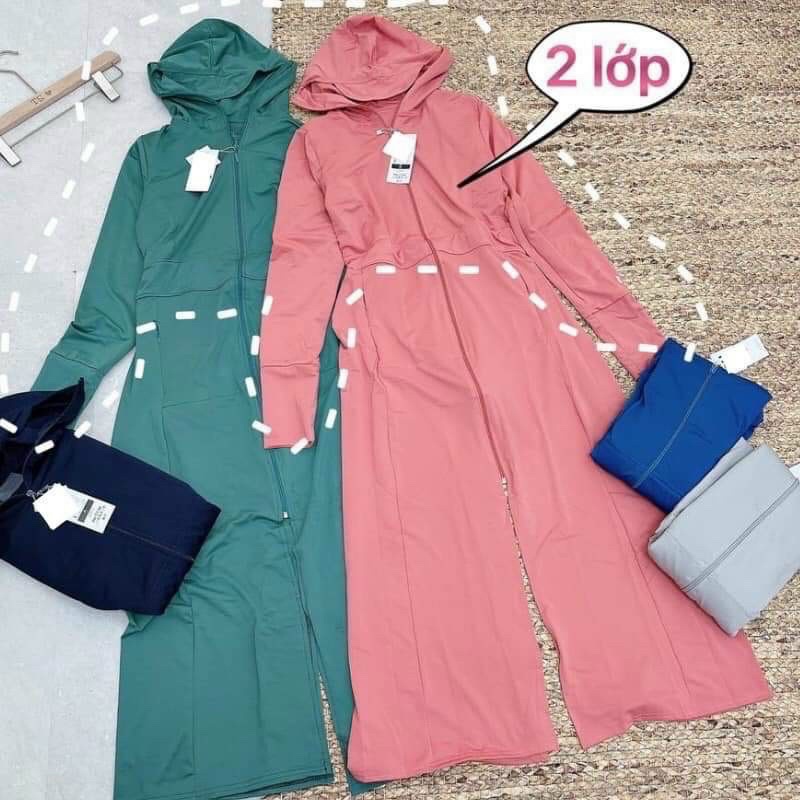 Áo Chống Nắng Nữ 2 Lớp Dáng Dài Liền Thân Chất Thông Hơi Cao Cấp Chống Tia UV