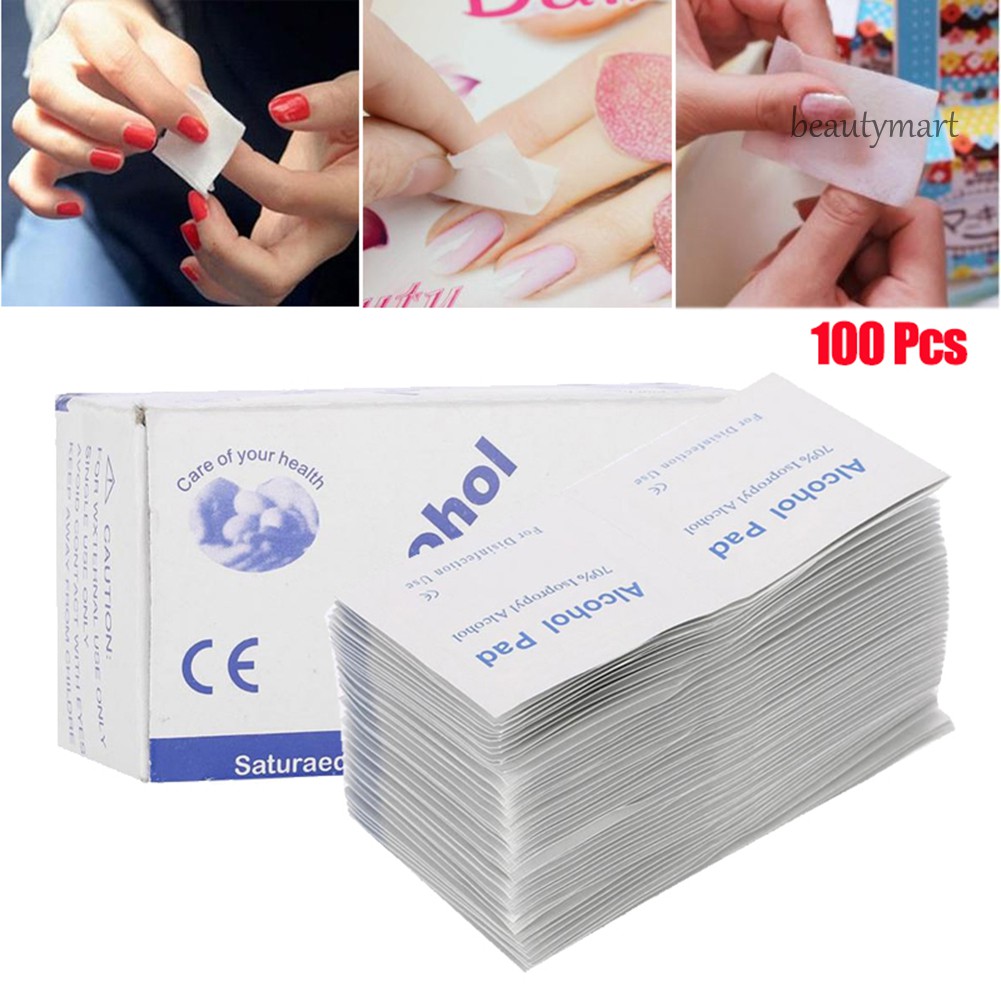 [Hàng mới về] Set 100 miếng bông gòn tẩm cồn cho tẩy sơn móng tay