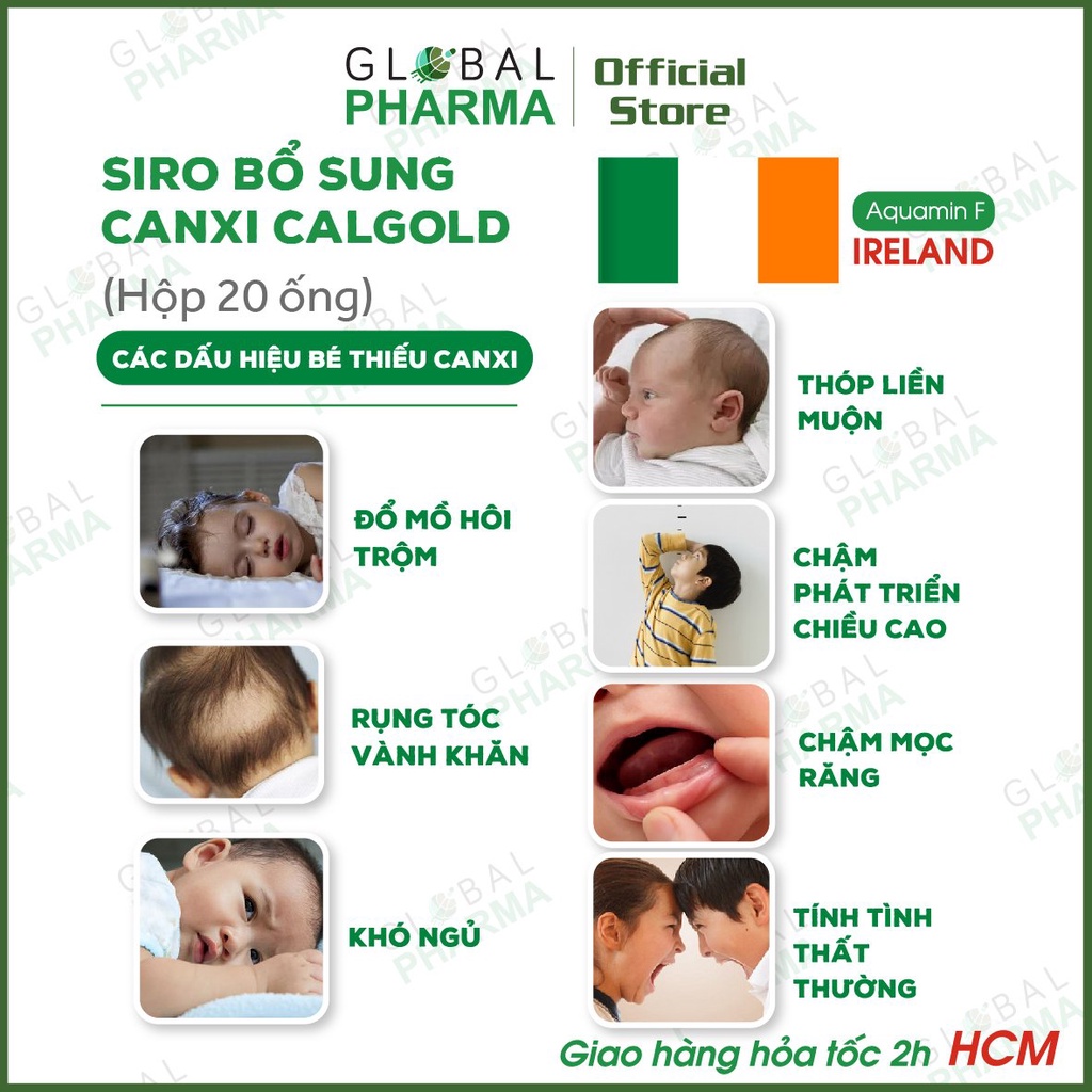 [NL NHẬP IRELAND]  Siro Canxi Nano giúp bé Cao lớn, Chắc khỏe xương CALGOLD (Hộp 20 Ống)