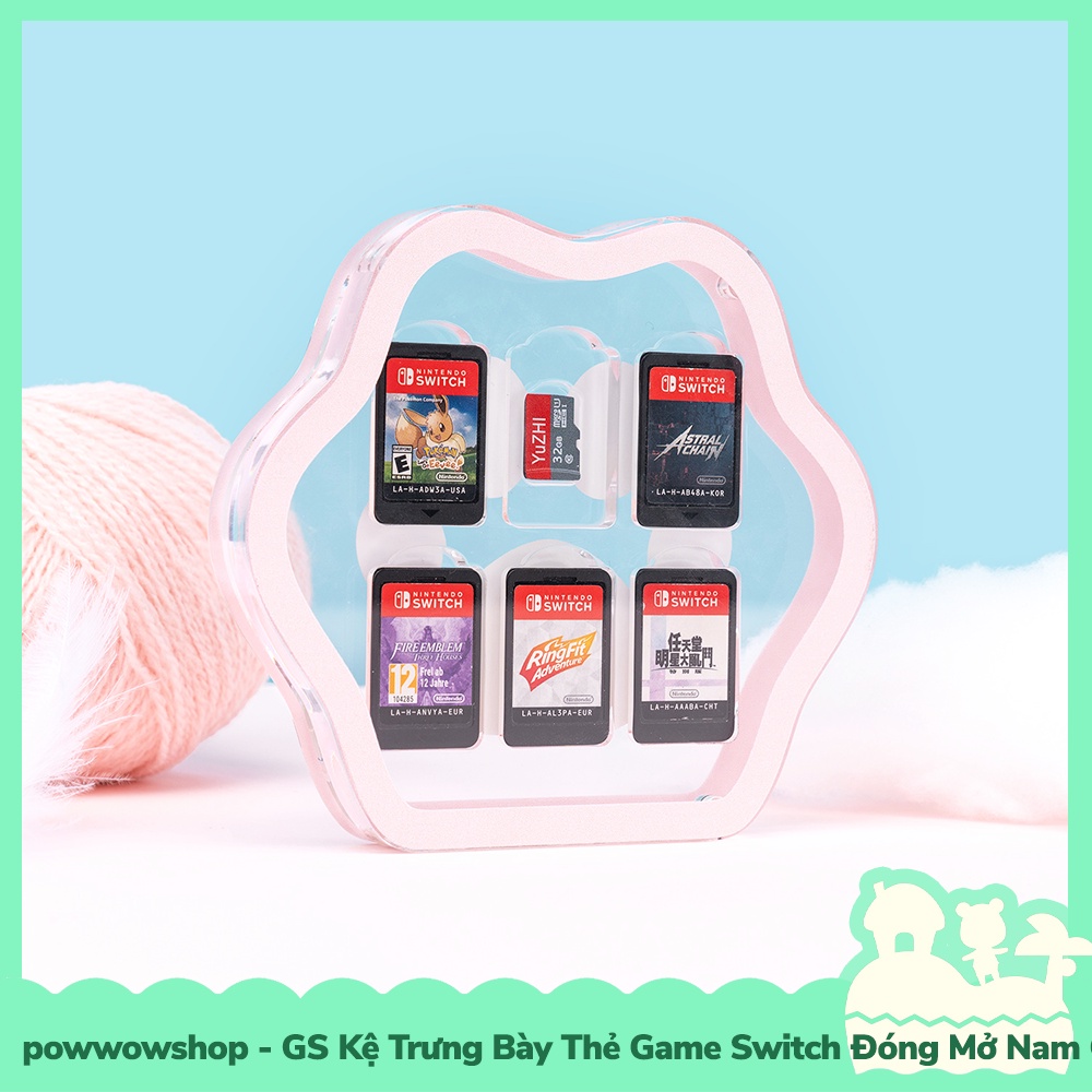 [Sẵn VN - Hỏa Tốc] Kệ Trưng Bày Acrylic Crystal Thẻ Game Nintendo Switch Oled/V1/V2/Lite Mẫu Crystal Paw Case