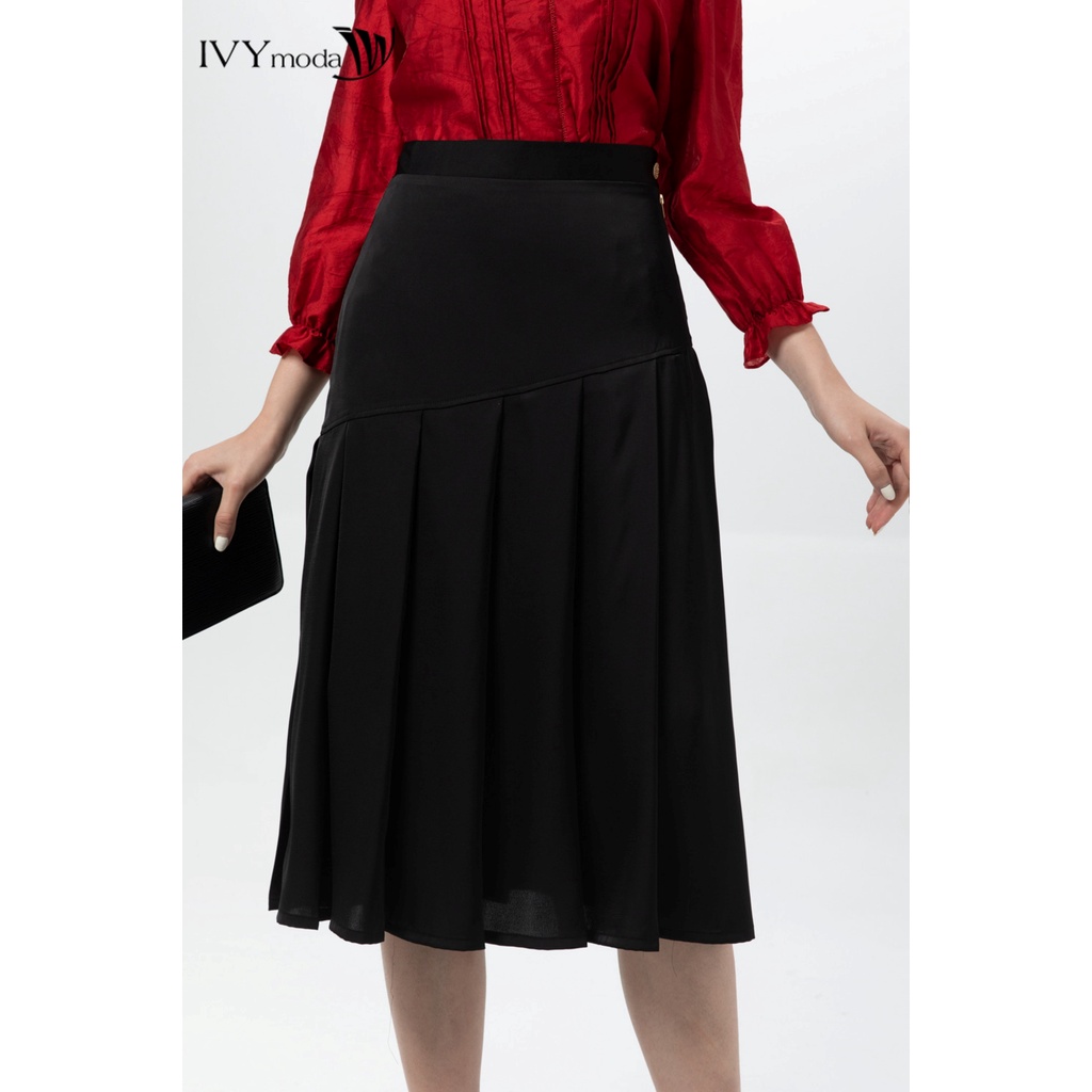 Chân váy trơn xếp ly IVY moda MS 31B9137